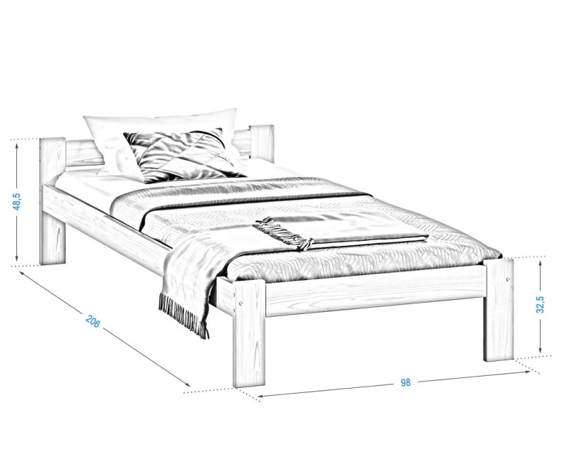 Postel borovice Isao VitBed 90x200cm + Matrace Heka 90x200
