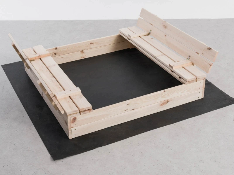 Drevené pieskovisko s krytom 120×120 cm – nelakované