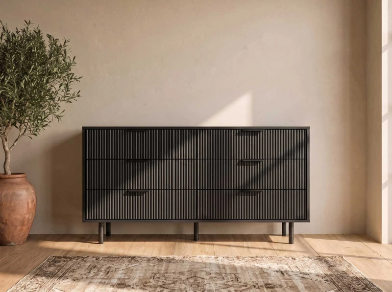 Komoda so zásuvkami 6S 118×39 cm Riff čierna