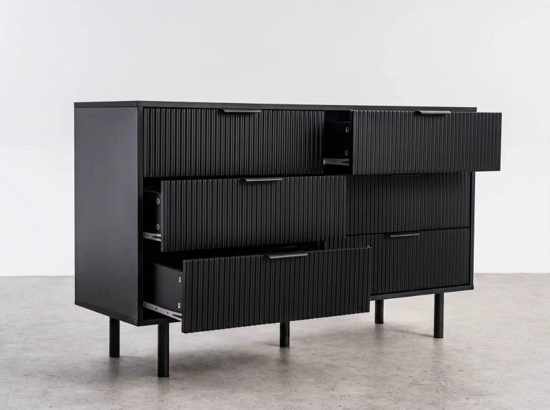 Komoda so zásuvkami 6S 118×39 cm Riff čierna