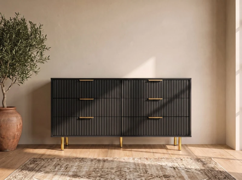 Komoda so zásuvkami 6S 118×39 cm Riff čierna