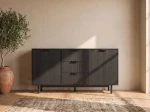 Komoda so zásuvkami a dvierkami 3S2D 140 cm Riff čierna
