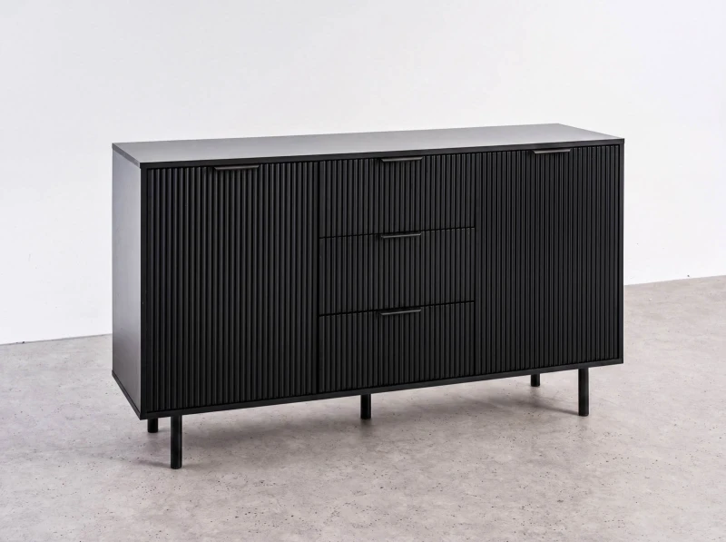 Komoda so zásuvkami a dvierkami 3S2D 140 cm Riff čierna