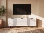 TV skrinka so zásuvkami a dvierkami 140 cm Riff biela