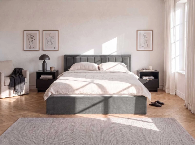 Čalúnená posteľ s úložným priestorom 120x200 TOP Line 9 Bluvel 18 Grafitová