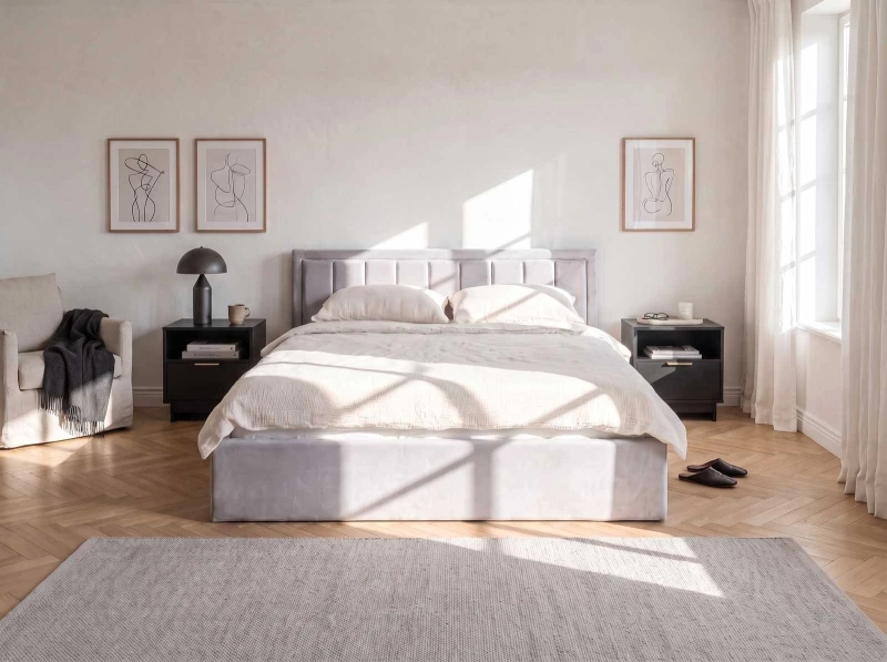 Čalúnená posteľ s úložným priestorom 140x200 TOP Line 9 Bluvel 03 Šedá