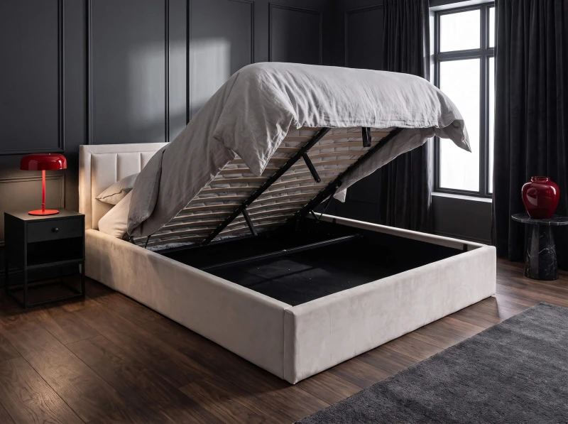 Čalúnená posteľ s úložným priestorom 140x200 TOP Line 9 Bluvel 22 Béžová