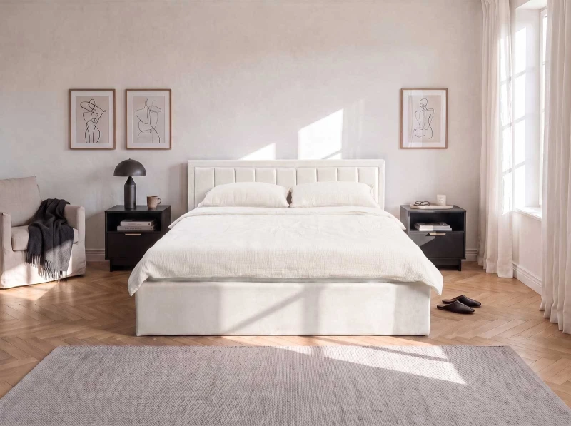 Čalúnená posteľ s úložným priestorom 160x200 TOP Line 9 Bluvel 22 Béžová