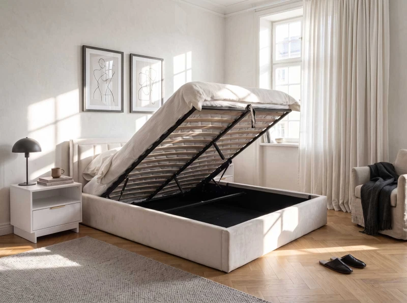 Čalúnená posteľ s úložným priestorom 180x200 TOP Line 9 Bluvel 22 Béžová