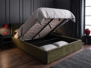 Čalúnená posteľ s úložným priestorom 120x200 TOP Line 9 Bluvel 77 Olivový