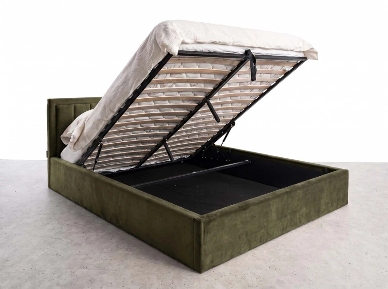 Čalúnená posteľ s úložným priestorom 140x200 TOP Line 9 Bluvel 77 Olivový