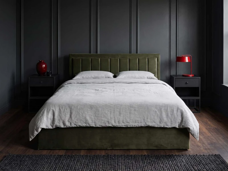 Čalúnená posteľ s úložným priestorom 140x200 TOP Line 9 Bluvel 77 Olivový