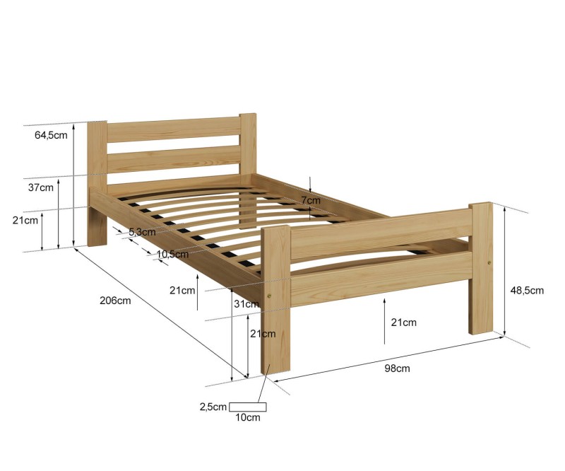 Postel borovice Kenta VitBed 90x200cm + Matrace Kassandra 90x200cm