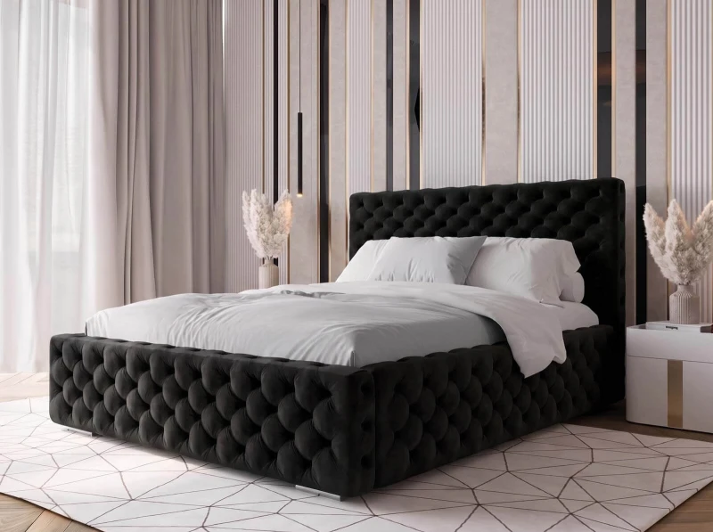 Čalúnená posteľ s úložným priestorom 140x200 čierna Bluvel 19 PRO line 15