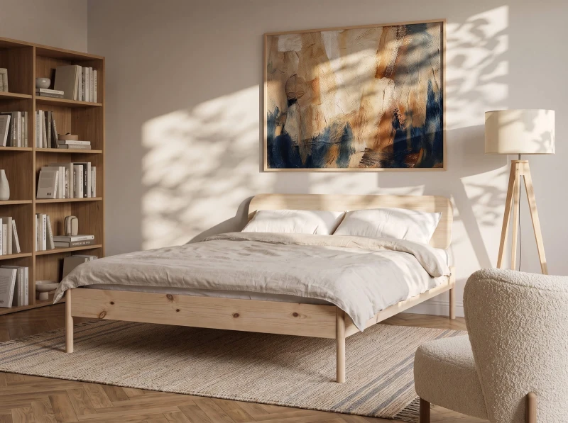 Drevená posteľ z borovice 140x200, Japandi borovica