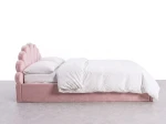 Čalúnená detská posteľ s úložným priestorom 120x200 s roštom, Ružový Velvet Kids Line 3 Mušle