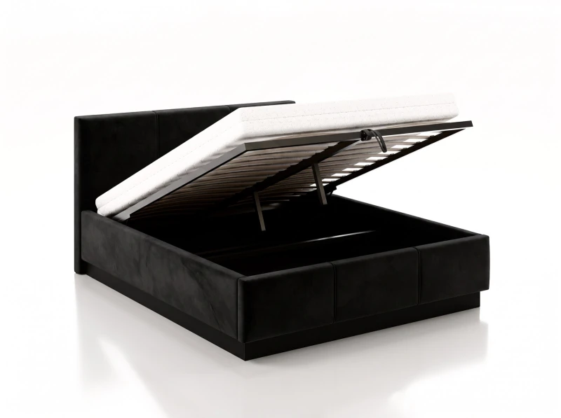 Čalúnená levitujúca posteľ s úložným priestorom 140x200 TOP Line 8 Bluvel 19 Čierna
