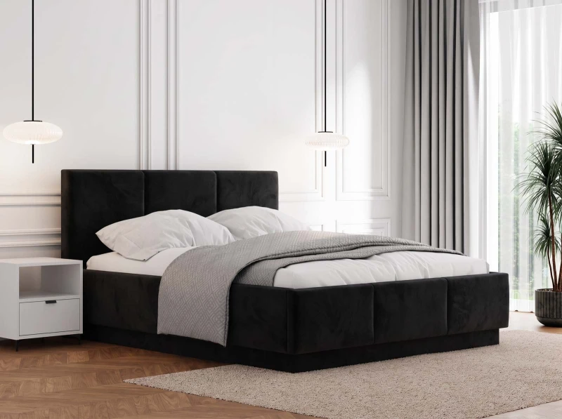 Čalúnená levitujúca posteľ s úložným priestorom 140x200 TOP Line 8 Bluvel 19 Čierna