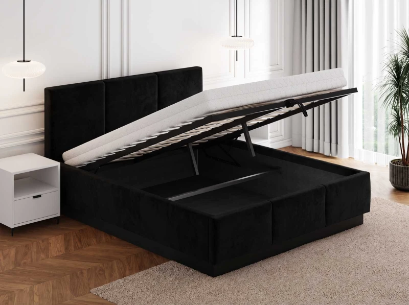 Čalúnená levitujúca posteľ s úložným priestorom 140x200 TOP Line 8 Bluvel 19 Čierna