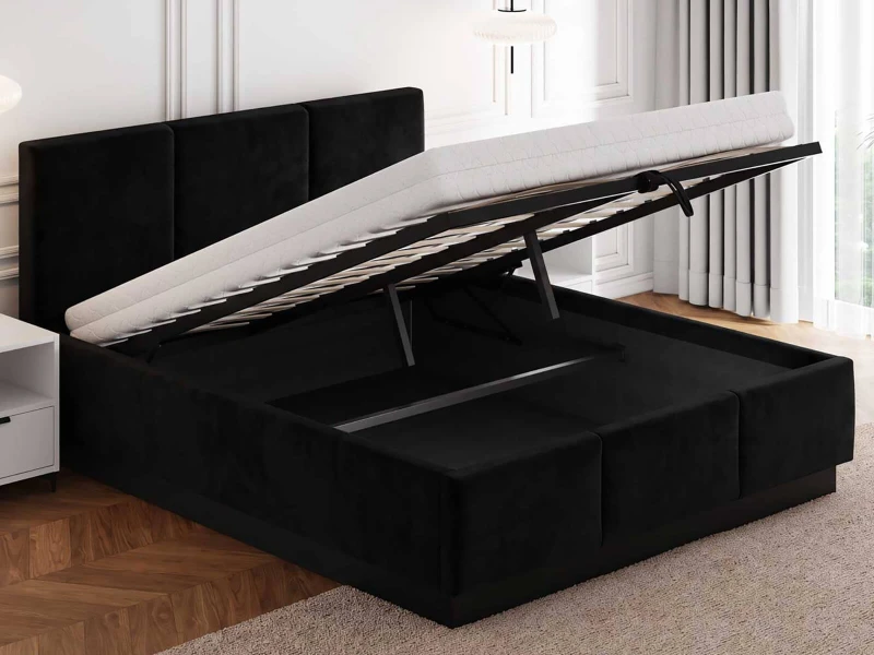 Čalúnená levitujúca posteľ s úložným priestorom 140x200 TOP Line 8 Bluvel 19 Čierna