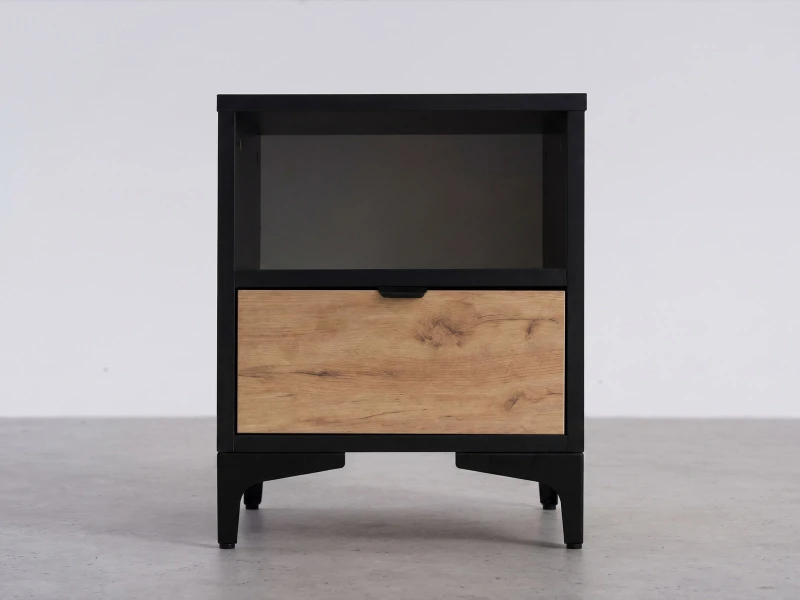 Nočný stolík 38x47 cm Nobio Čierny + Dub Craft