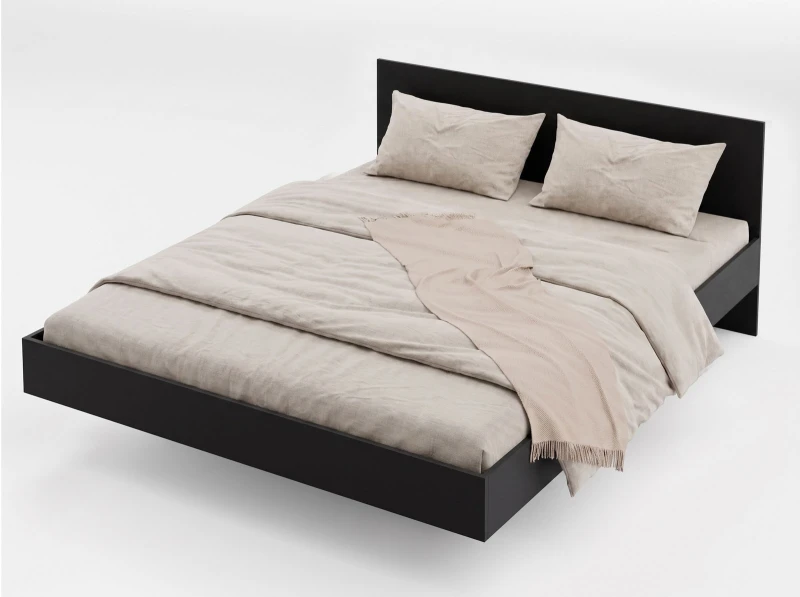 Levitujúca posteľ s úložným priestorom 160x200 z nábytkovej dosky, čierna DM2