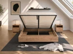 Levitujúca posteľ s úložným priestorom 160x200 z nábytkovej dosky, dub craft DM2