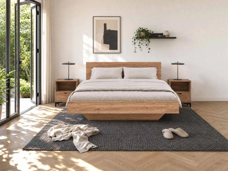 Levitujúca posteľ s úložným priestorom 180x200 z nábytkovej dosky, dub craft DM2