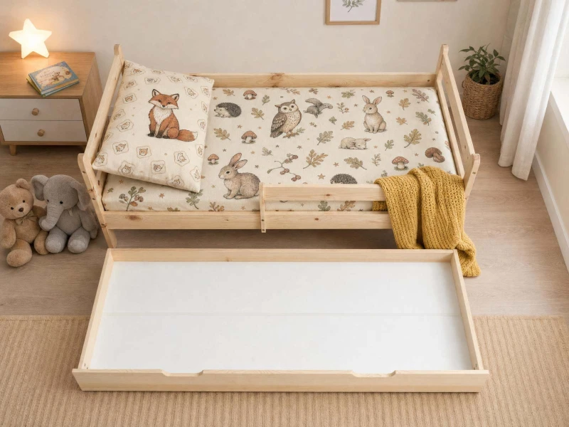 Drevená detská posteľ so zásuvkou 80x160 Kacperek borovica