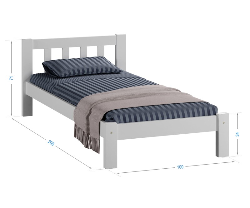 Posteľ Alena biela 90x200 masív