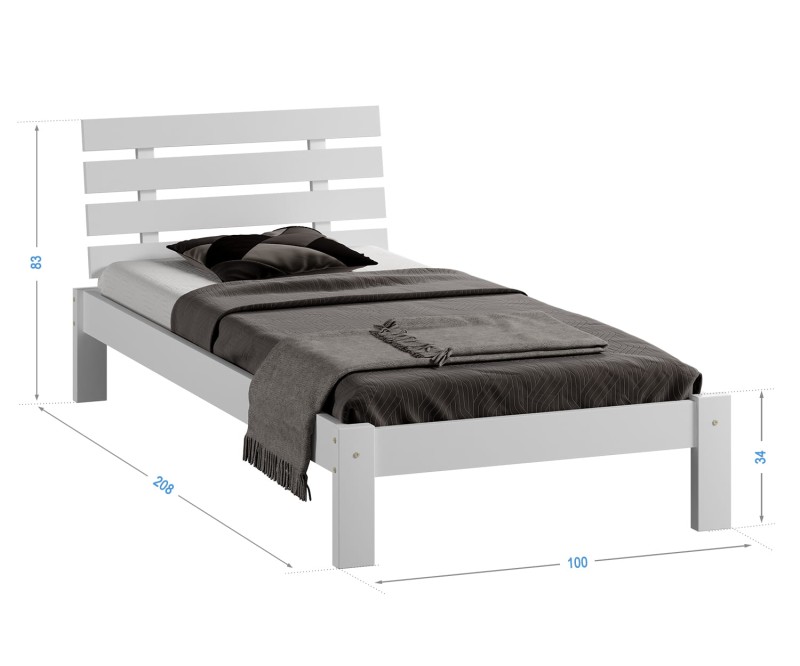 Posteľ biela Karla  90x200 masív