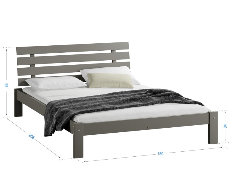 Posteľ šedá Karla  140x200 masív