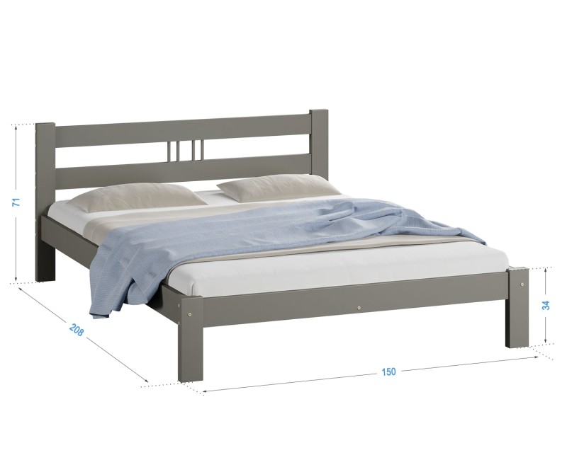 Posteľ šedá Virginia  140x200 masív