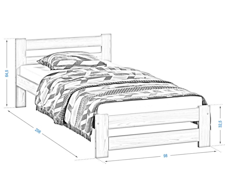 Posteľ borovica nie je lakovaná Eureka VitBed 90x200cm